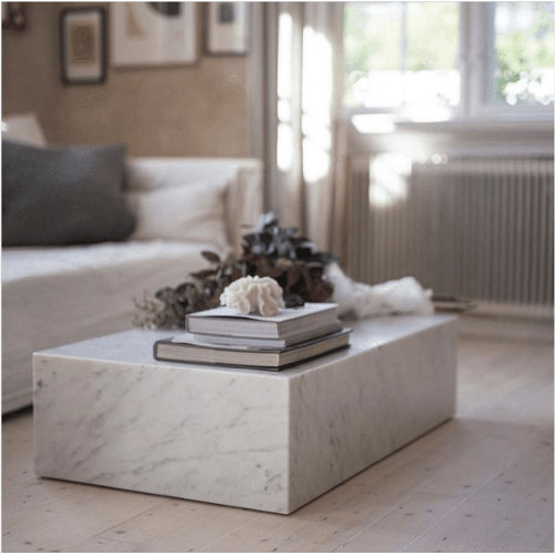 BETACH Genuine Marble Block Coffee Table Carrara Marble & Reviews